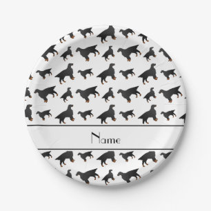 Personalised name white gordon setter dogs paper plate