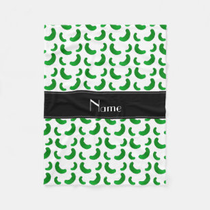 Personalised name white green pickles fleece blanket