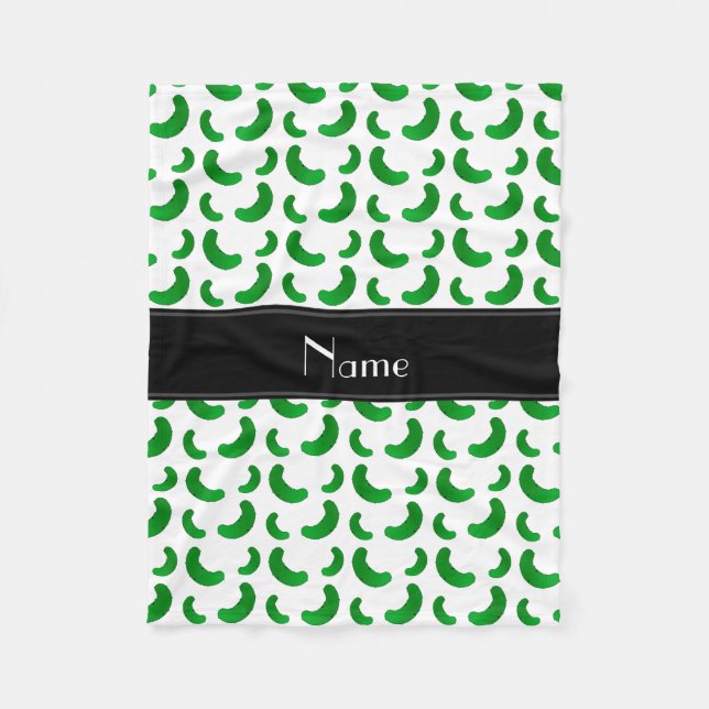 Personalised name white green pickles fleece blanket (Front)