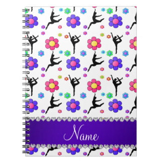 Personalised name white gymnastics flowers notebook