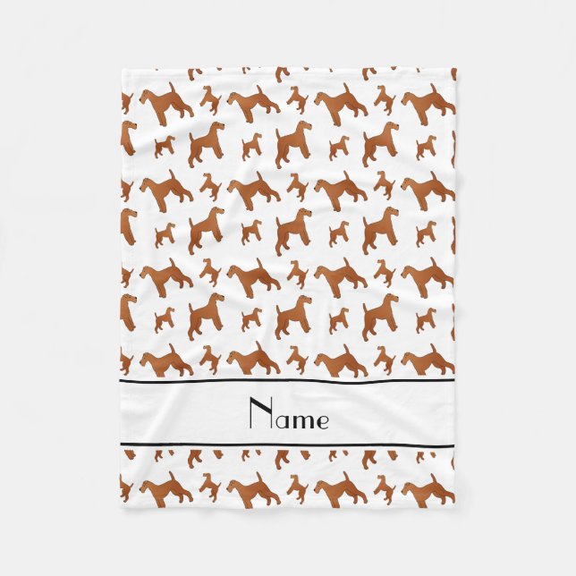 Personalised name white irish terrier dogs fleece blanket (Front)