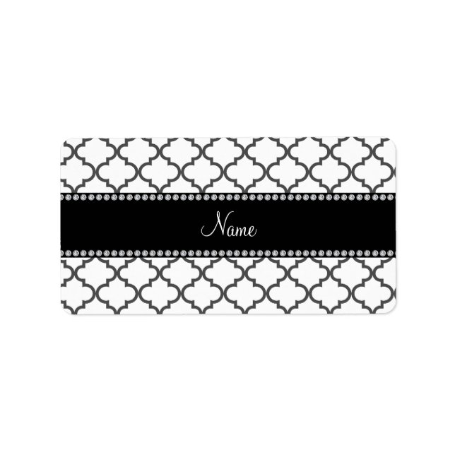 Personalised name White moroccan Label (Front)