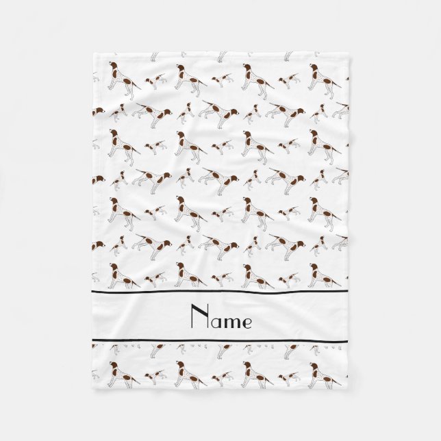 Personalised name white Pointer dogs Fleece Blanket (Front)