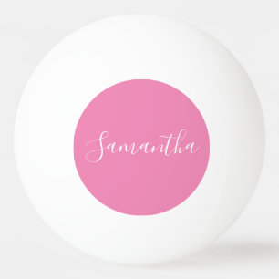 Personalised Name White Script On Pink  Ping Pong Ball