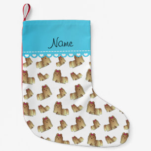 Personalised name white shih tzu dogs small christmas stocking