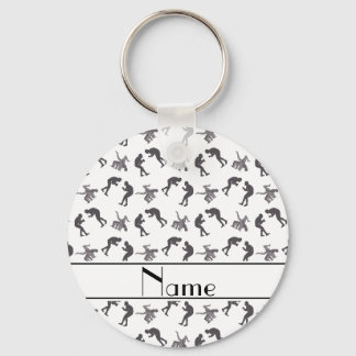 Personalised name white wrestlers key ring