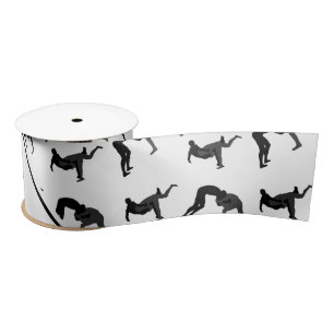 Personalised name white wrestling silhouettes satin ribbon