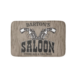 Personalised NAME Wild West Gun Revolver Saloon Bath Mat