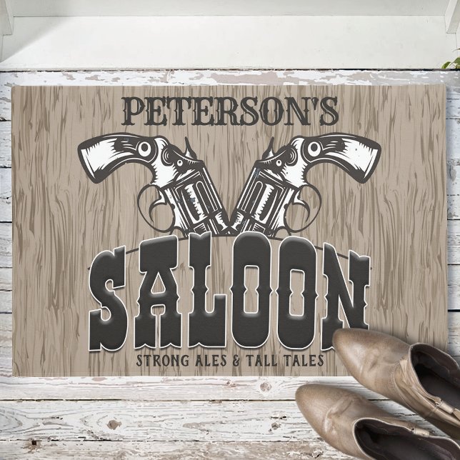 Personalised NAME Wild West Gun Revolver Saloon Doormat (Creator Uploaded)