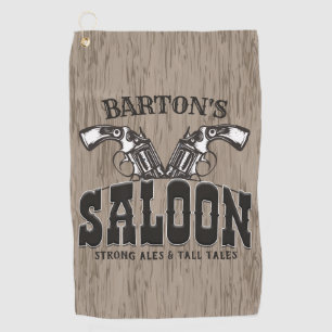 Personalised NAME Wild West Gun Revolver Saloon Golf Towel