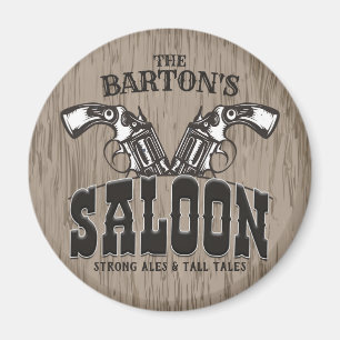 Personalised NAME Wild West Gun Revolver Saloon Magnet