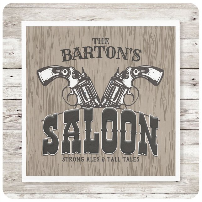 Personalised NAME Wild West Gun Revolver Saloon Napkin (Creator Uploaded)