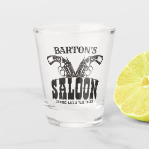 Personalised NAME Wild West Gun Revolver Saloon Shot Glass