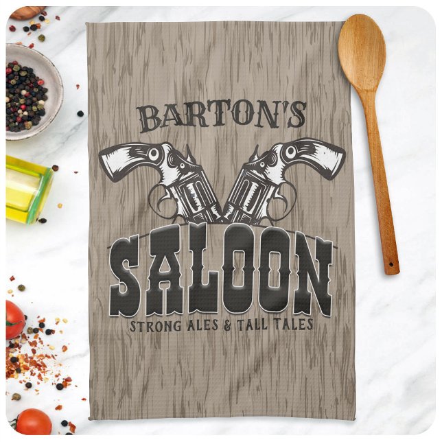 Personalised NAME Wild West Gun Revolver Saloon Tea Towel (Creator Uploaded)