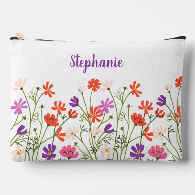Personalised Name Wildflower Cosmetic Bag (Front)