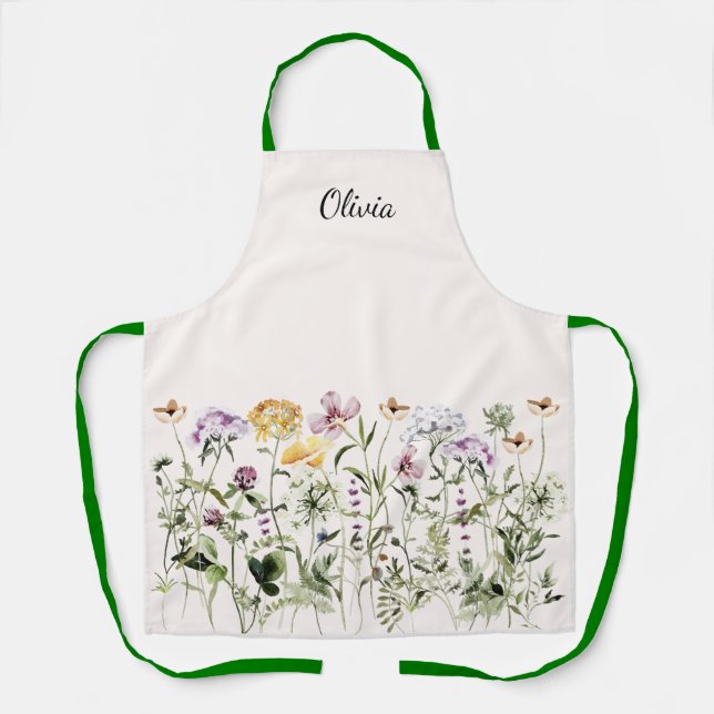 Personalised Name Wildflower Garden Apron (Front)