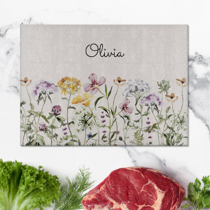 Personalised Name Wildflower Garden Cutting Board