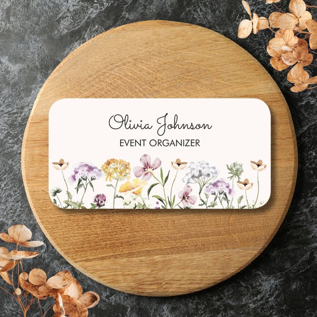 Personalised Name Wildflower Garden Floral Tag (Close up)