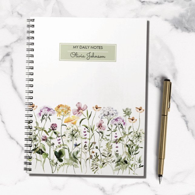 Personalised Name Wildflower Garden Notebook (In situ)