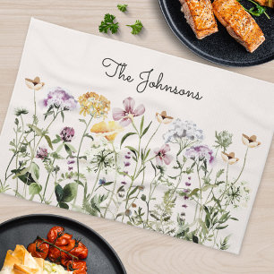 Personalised Name Wildflower Garden Tea Towel
