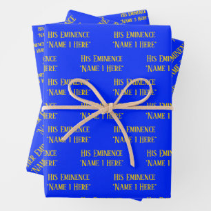 Personalised Name Wish Elegant Royal Blue Yellow Wrapping Paper Sheet