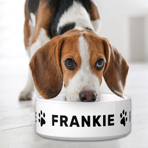 Personalised Name with Black Paw Prints Pet Bowl