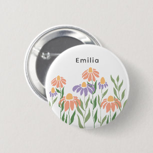Personalised Name With Boho Floral 6 Cm Round Badge