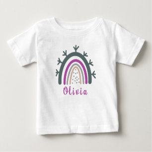 Personalised Name with Cute Boho Rainbow Baby T-Shirt