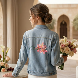 Personalised Name with Flower Denim Jacket