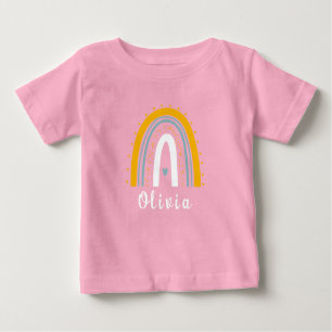 Personalised Name with Minimalist Boho Rainbow Baby T-Shirt