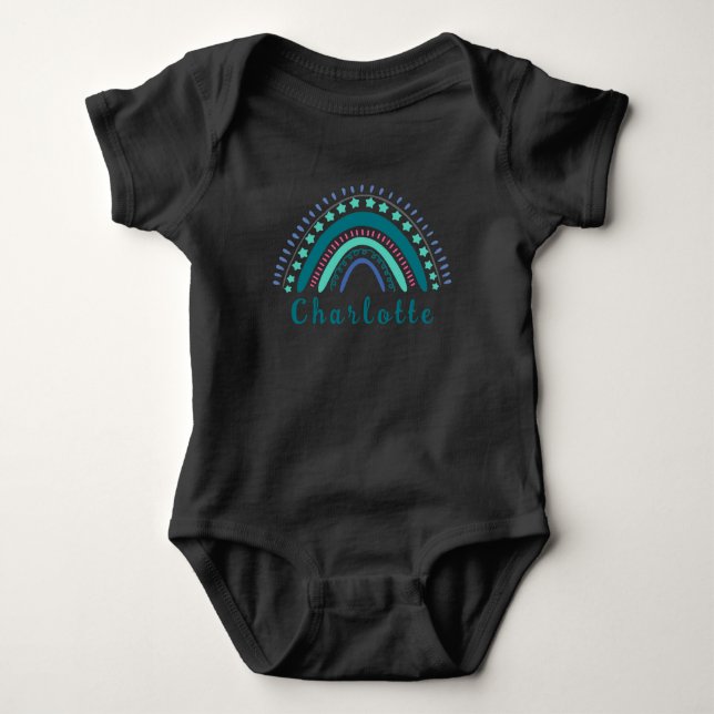 Personalised Name with Modern Boho Rainbow  Baby Bodysuit (Front)