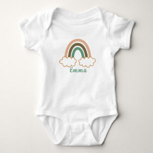 Personalised Name with Trendy Boho Rainbow Baby Bodysuit