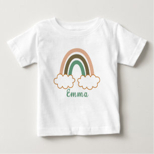 Personalised Name with Trendy Boho Rainbow  Baby T-Shirt