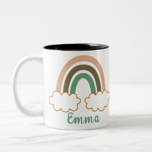 Personalised Name with Trendy Boho Rainbow Two-Tone Coffee Mug