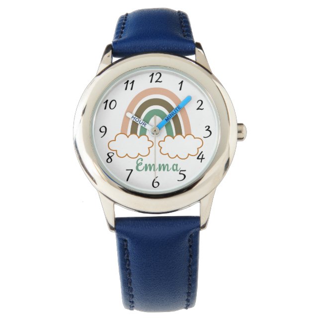 Personalised Name with Trendy Boho Rainbow Watch (Front)