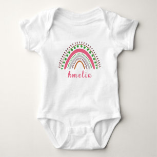 Personalised Name with Whimsical Boho Rainbow Baby Bodysuit