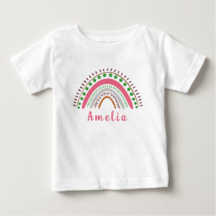 Personalised Name with Whimsical Boho Rainbow Baby T-Shirt