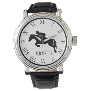 Personalised Name withe and black Horse Watch