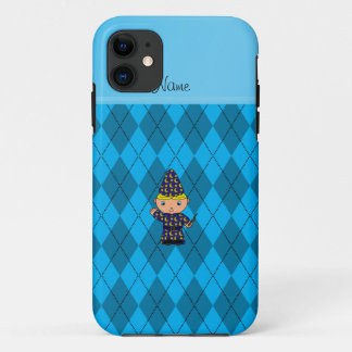 Personalised name wizard sky blue argyle Case-Mate iPhone case