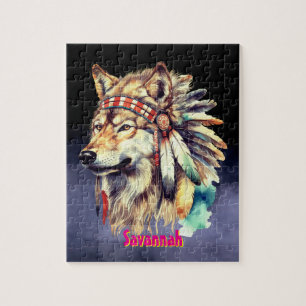 Personalised name Wolf Jigsaw Puzzle