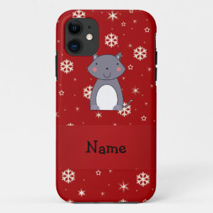 Personalised name wolf red snowflakes iPhone 11 case