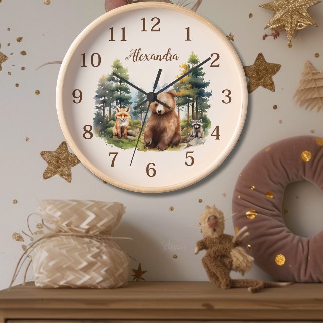 Personalised Name Woodland Animals Clock (Creator Uploaded)