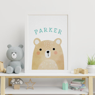 Personalised Name Woodland Art Print   Nursery Art
