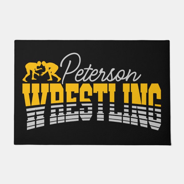 Personalised NAME Wrestling School Team Wrestler  Doormat (Front)