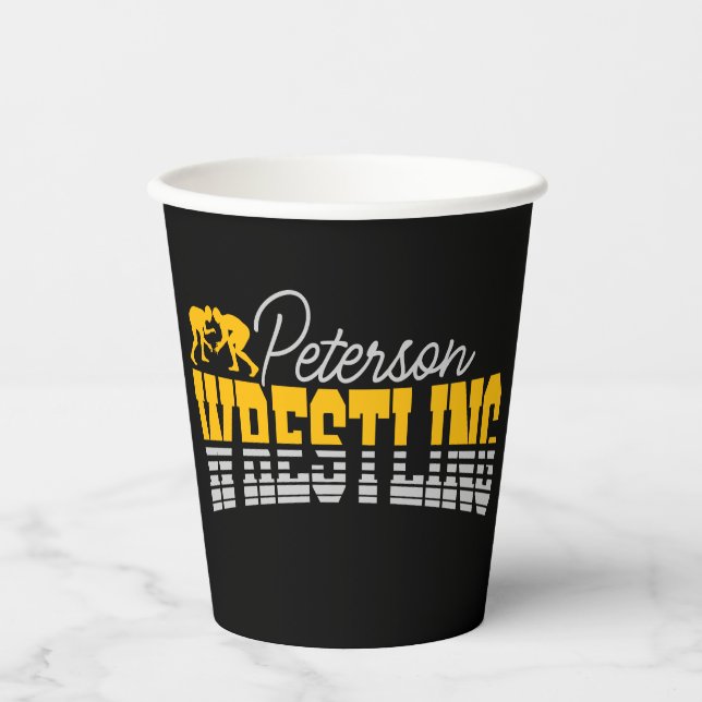 Personalised NAME Wrestling School Team Wrestler Paper Cups (Front)
