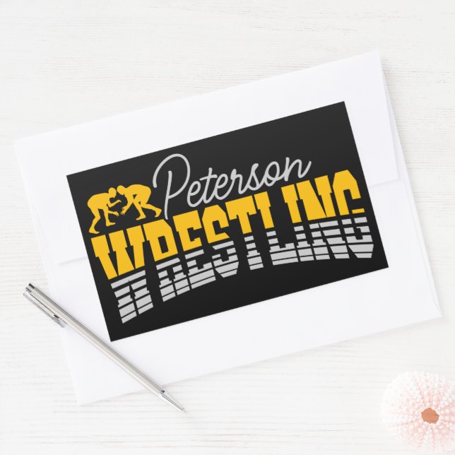 Personalised NAME Wrestling School Team Wrestler  Rectangular Sticker (Envelope)