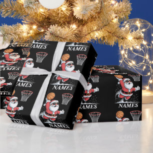 Personalised Name Xmas Santa Dunking Basketball Wrapping Paper