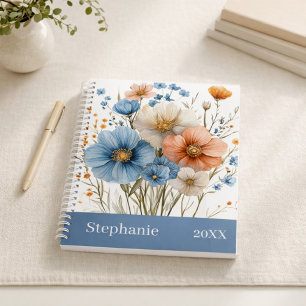 Personalised Name & Year Blue Wildflower Planner