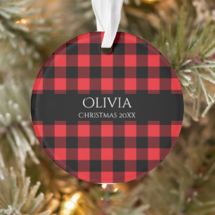 Personalised Name Year Buffalo Plaid Ornament