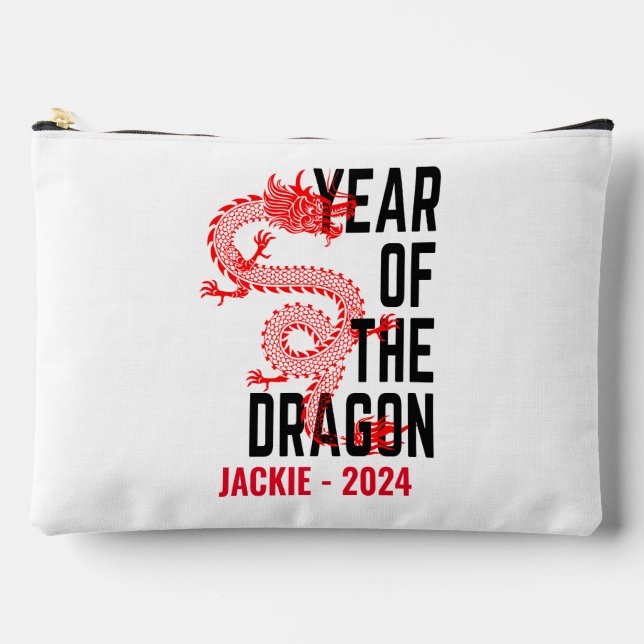 Personalised Name Year of the Dragon Birth Year  Accessory Pouch (Front)